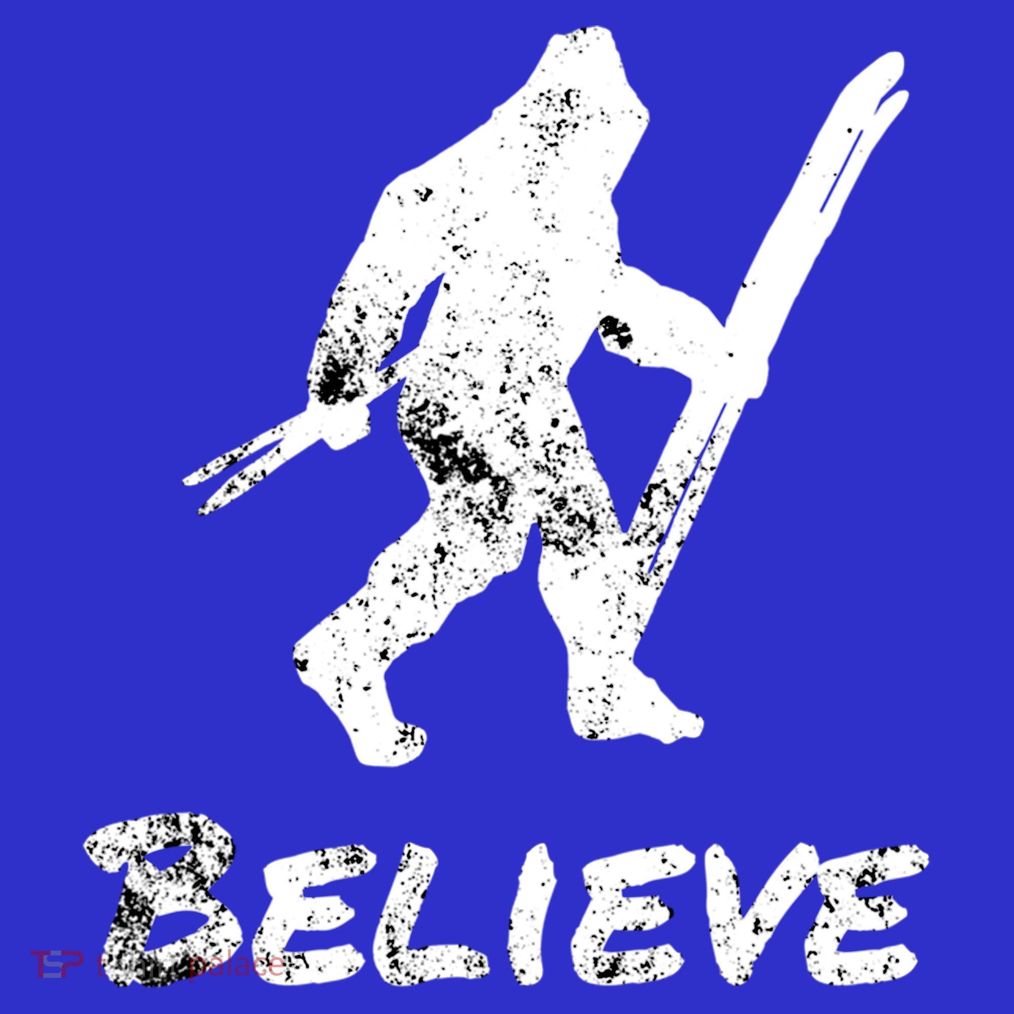 Bigfoot I Believe Skiing Funny Sasquatch Yeti Skiing Gift Women's Tank Top