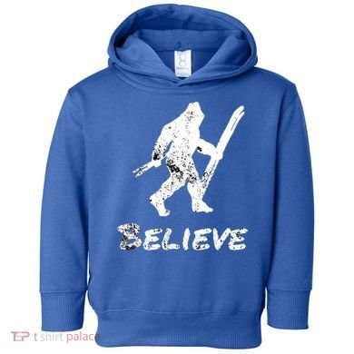 Bigfoot I Believe Skiing Funny Sasquatch Yeti Skiing Gift Toddler Hoodie
