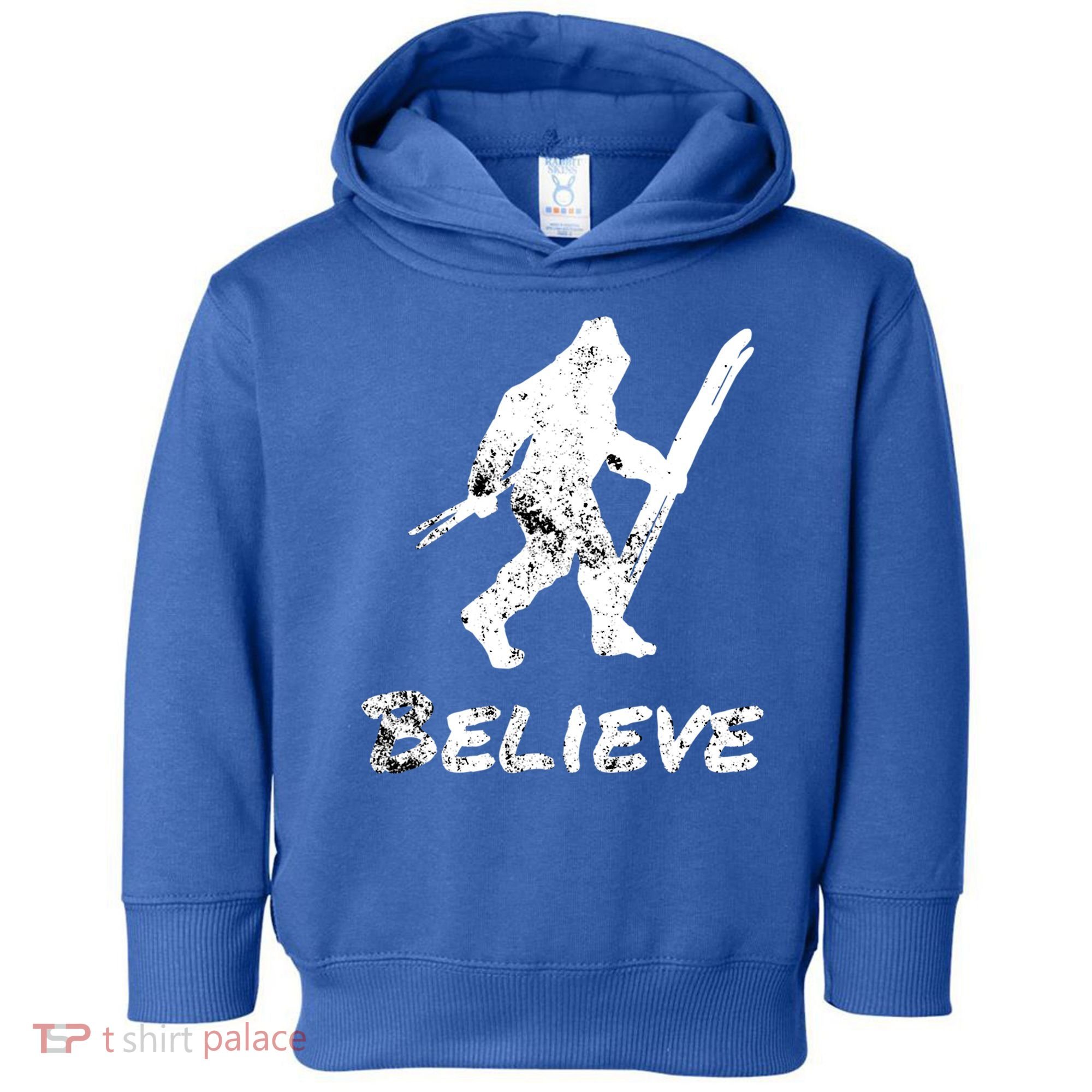 Bigfoot I Believe Skiing Funny Sasquatch Yeti Skiing Gift Toddler Hoodie