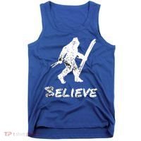 Bigfoot I Believe Skiing Funny Sasquatch Yeti Skiing Gift Tank Top thumb 0