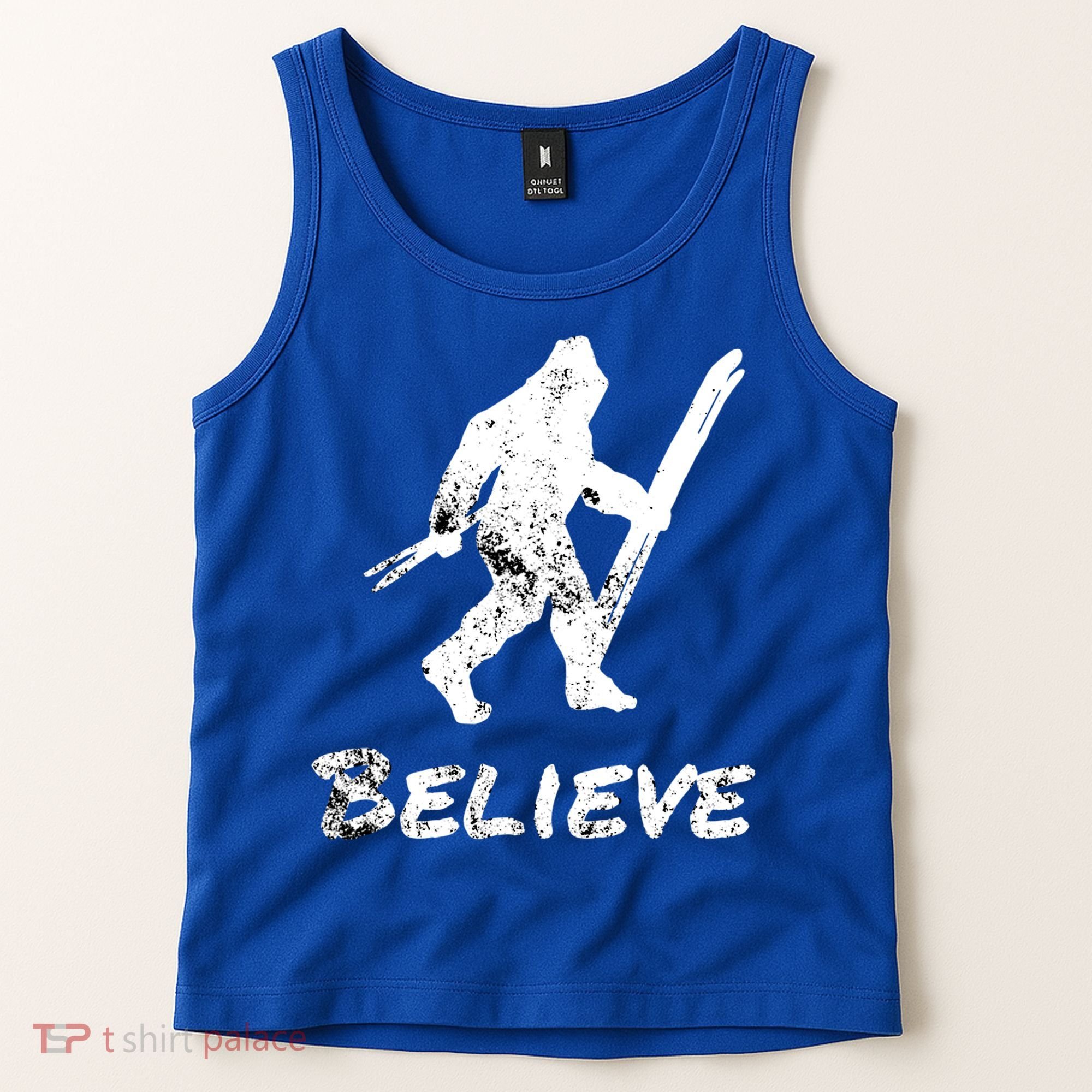 Bigfoot I Believe Skiing Funny Sasquatch Yeti Skiing Gift Tank Top