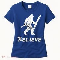 Bigfoot I Believe Skiing Funny Sasquatch Yeti Skiing Gift Women's T-Shirt thumb 0