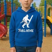 Bigfoot I Believe Skiing Funny Sasquatch Yeti Skiing Gift Kids Hoodie thumb 2