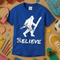 Bigfoot I Believe Skiing Funny Sasquatch Yeti Skiing Gift Kids T-Shirt thumb 3
