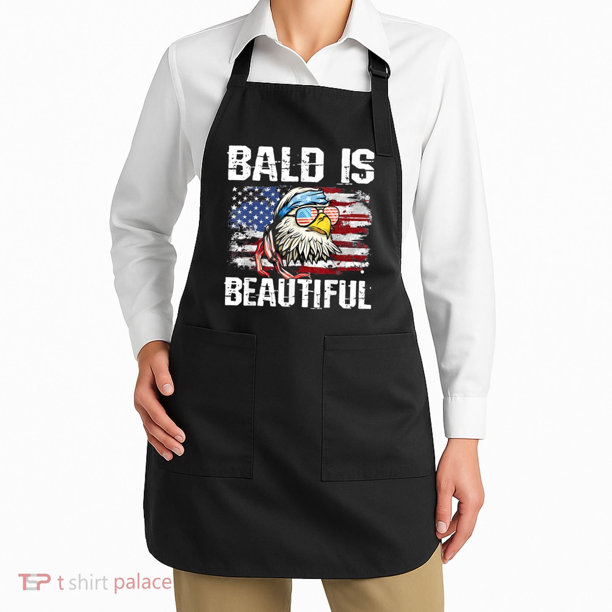 Bald Is Beautiful 4th Of July Independence Day Bald Eagle Apron
