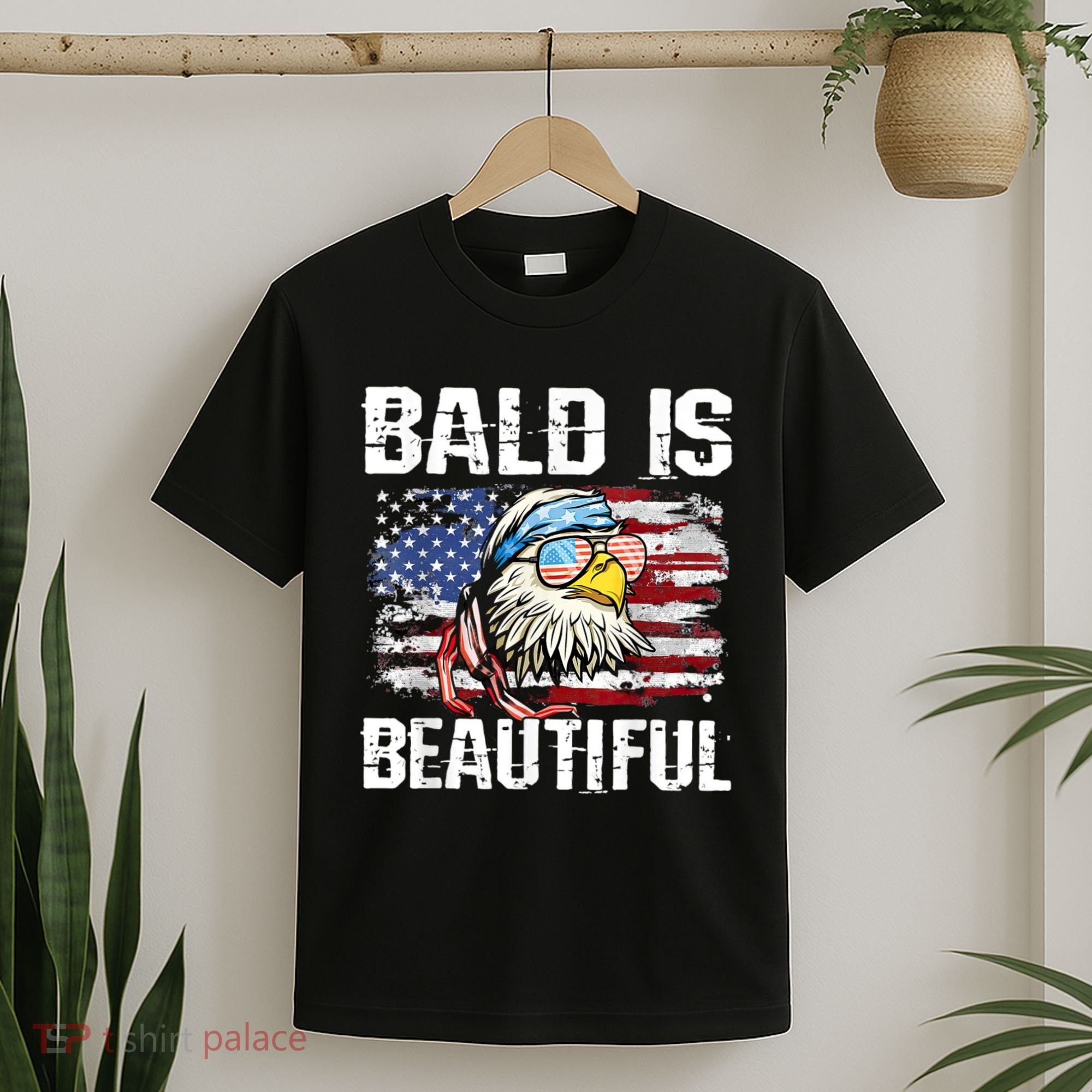 Bald Is Beautiful 4th Of July Independence Day Bald Eagle T-Shirt