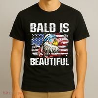 Bald Is Beautiful 4th Of July Independence Day Bald Eagle T-Shirt thumb 3