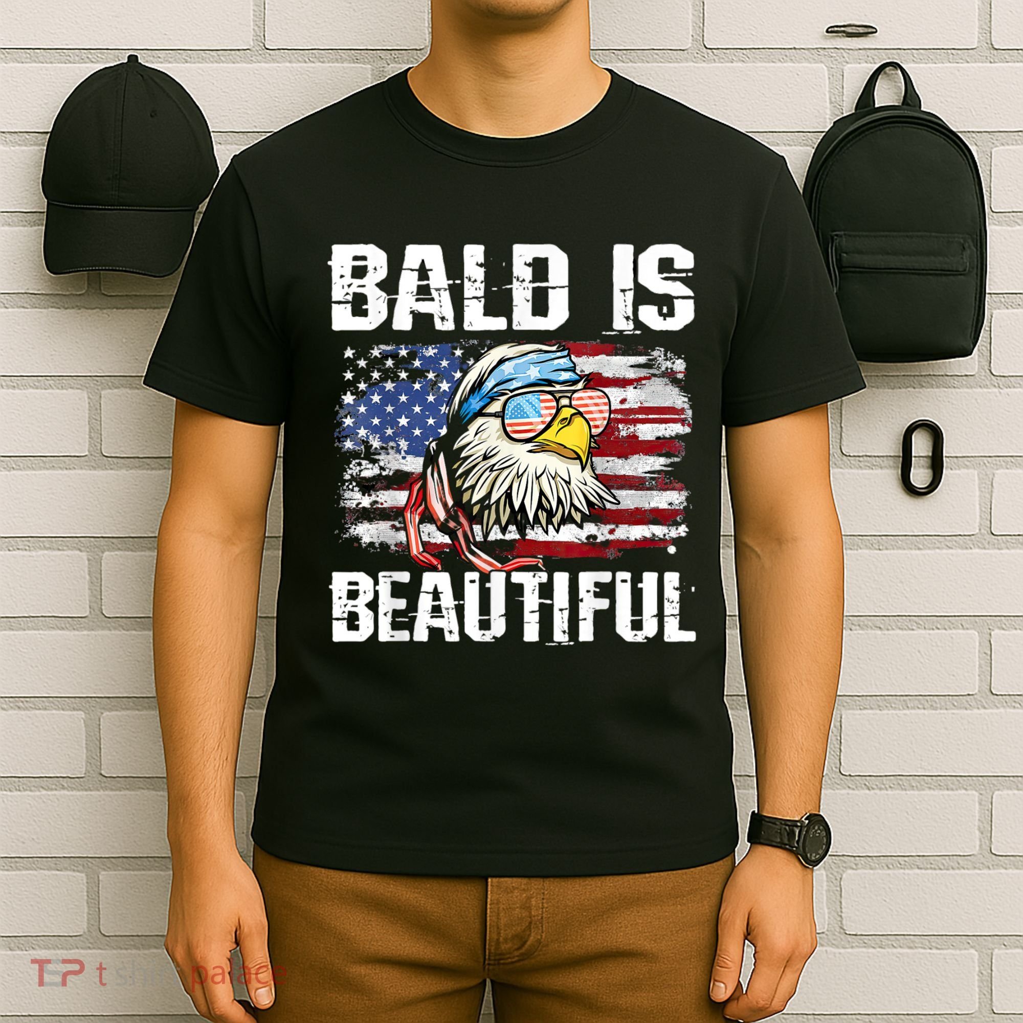 Bald Is Beautiful 4th Of July Independence Day Bald Eagle T-Shirt