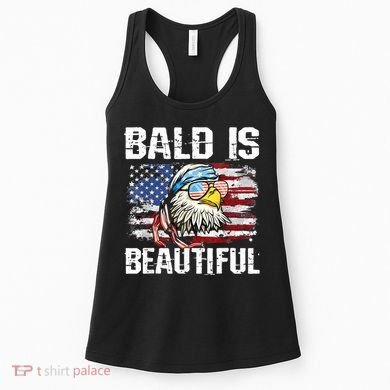 Bald Is Beautiful 4th Of July Independence Day Bald Eagle Women's Tank Top