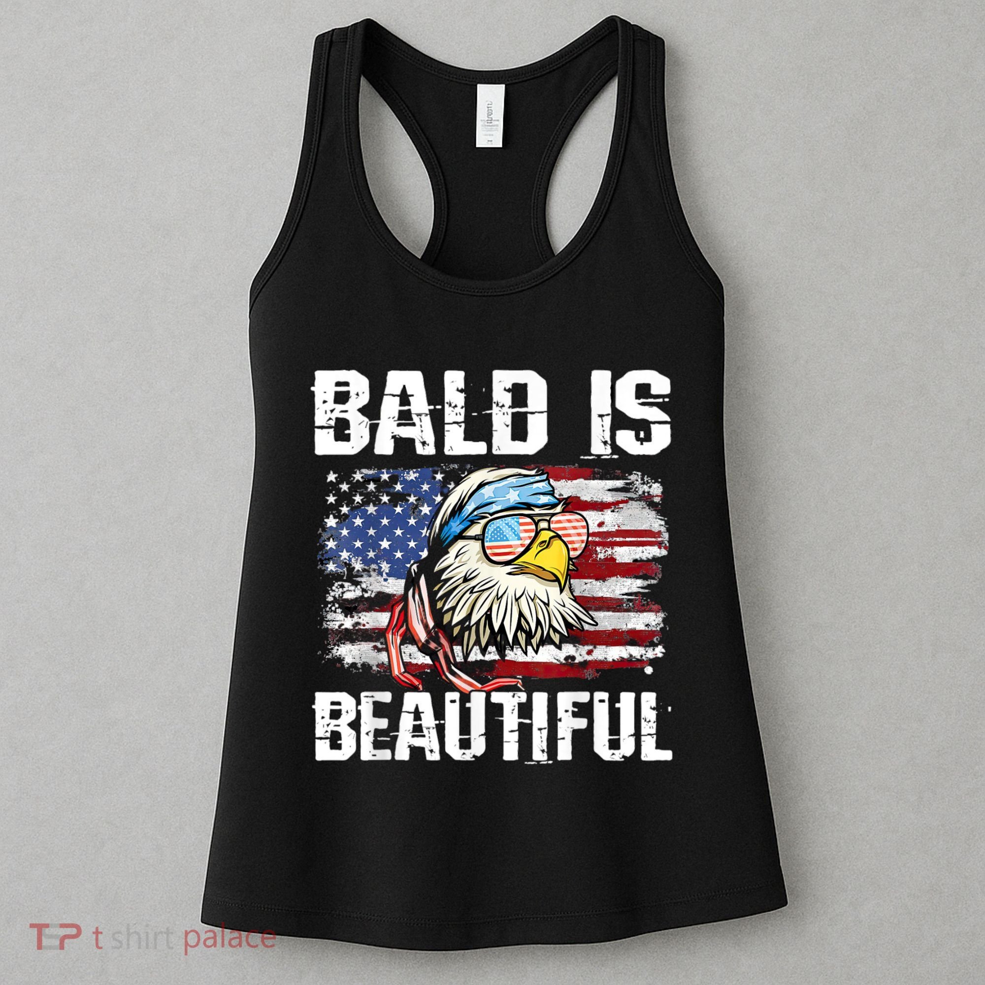 Bald Is Beautiful 4th Of July Independence Day Bald Eagle Women's Tank Top