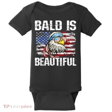 Bald Is Beautiful 4th Of July Independence Day Bald Eagle Baby Bodysuit
