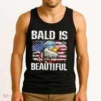 Bald Is Beautiful 4th Of July Independence Day Bald Eagle Tank Top thumb 3
