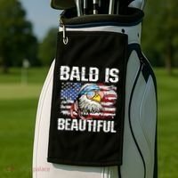 Bald Is Beautiful 4th Of July Independence Day Bald Eagle Golf Towel thumb 2