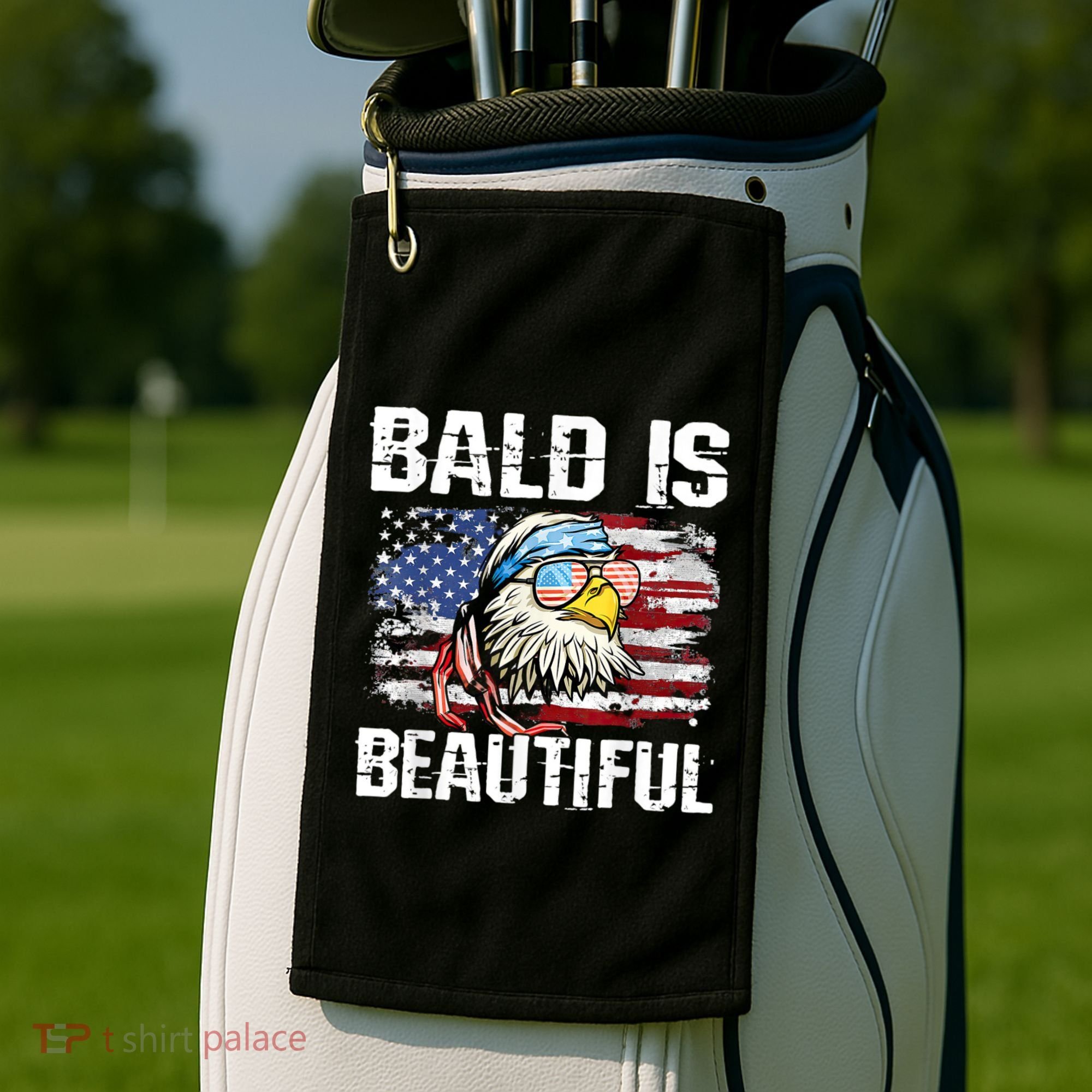 Bald Is Beautiful 4th Of July Independence Day Bald Eagle Golf Towel