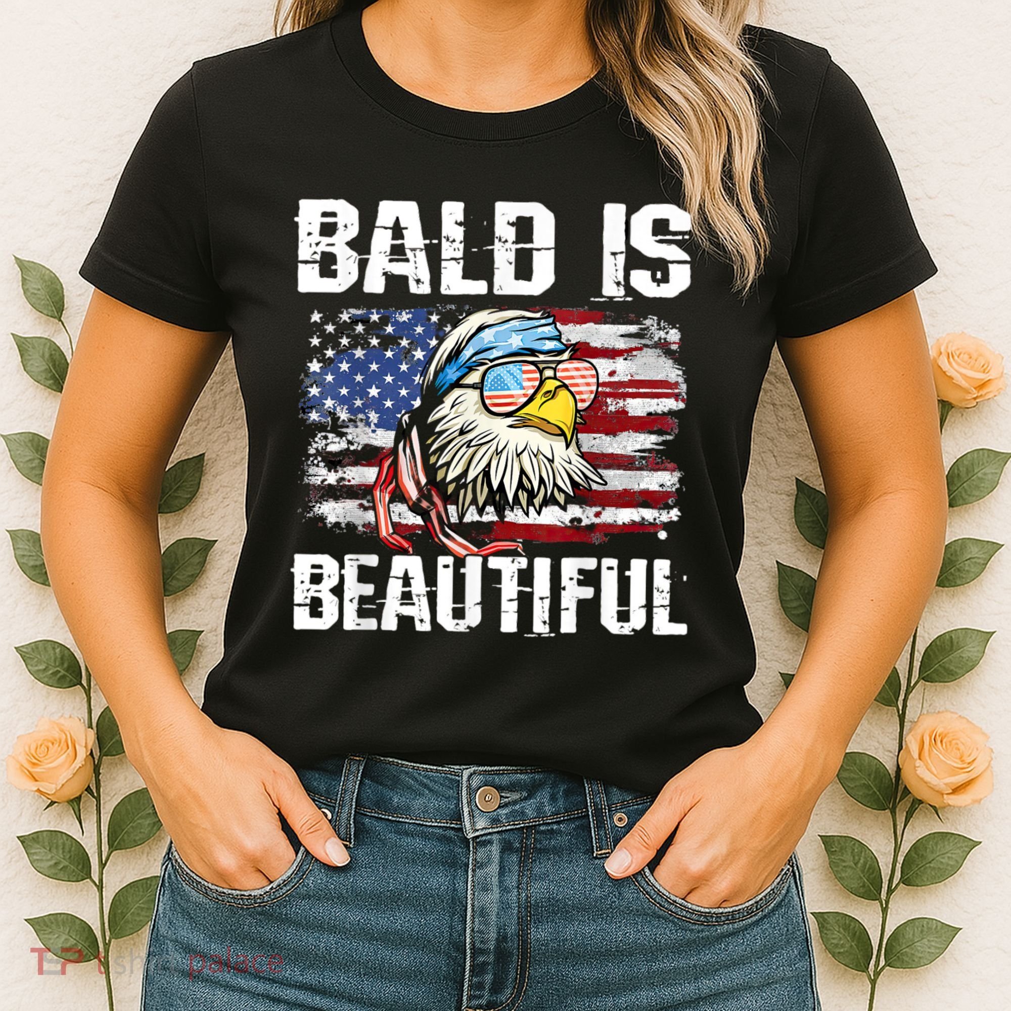 Bald Is Beautiful 4th Of July Independence Day Bald Eagle Women's T-Shirt