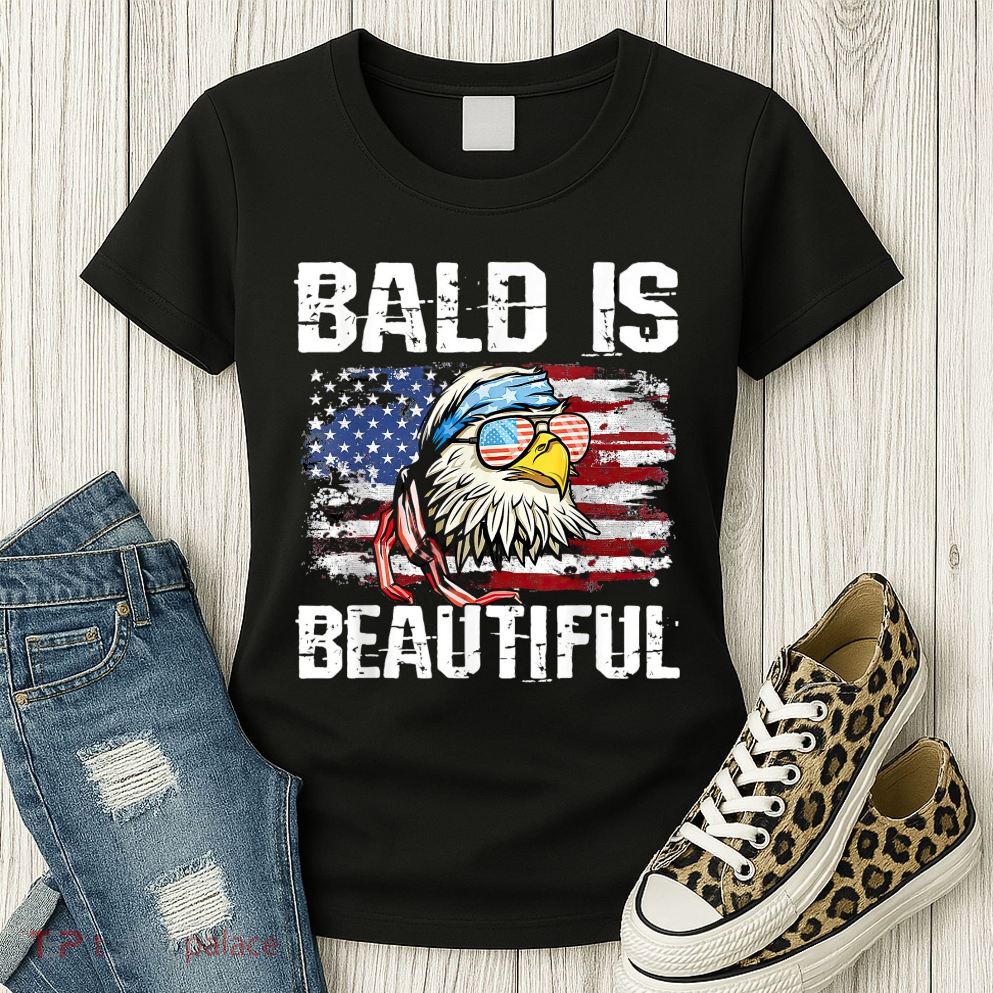 Bald Is Beautiful 4th Of July Independence Day Bald Eagle Women's T-Shirt