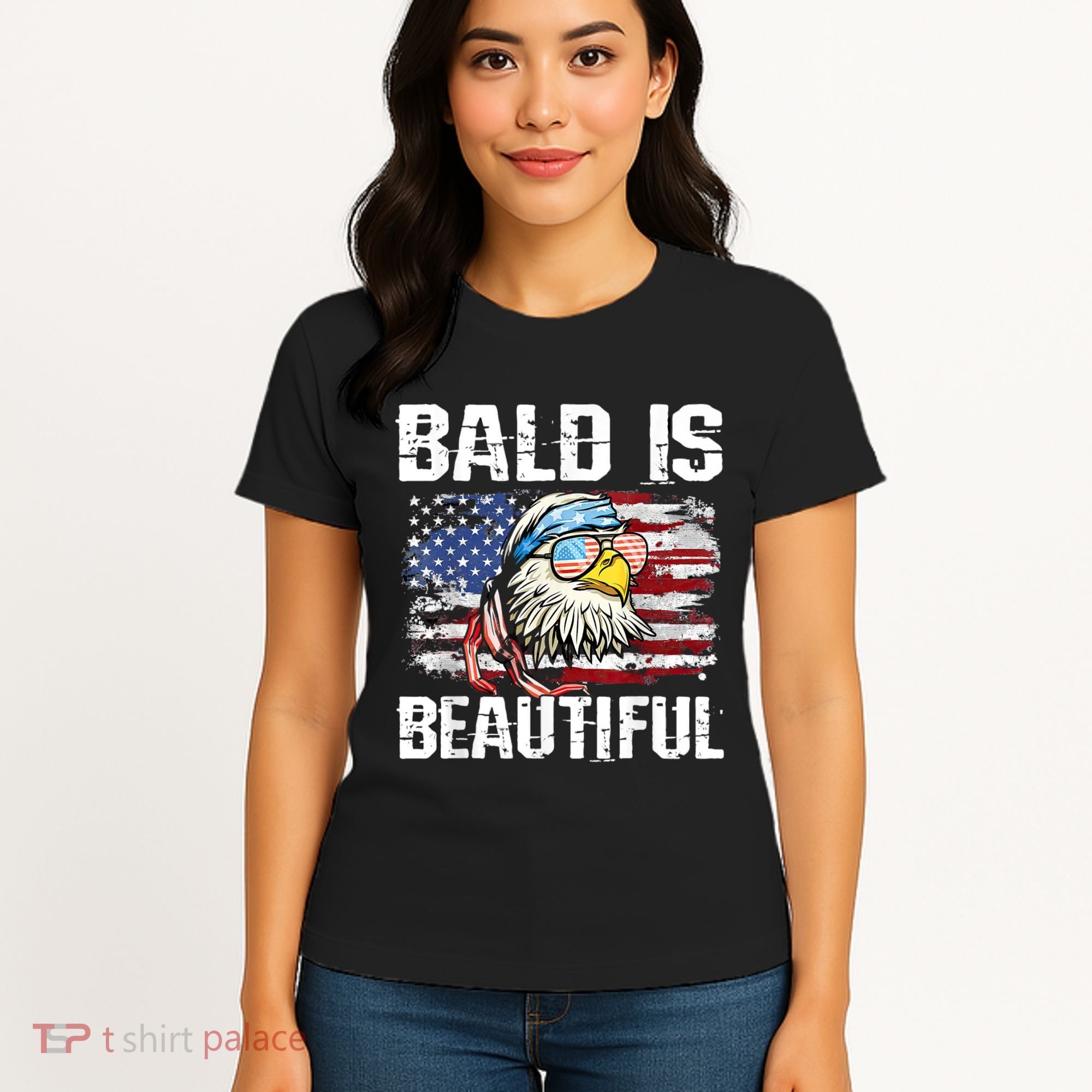 Bald Is Beautiful 4th Of July Independence Day Bald Eagle Women's T-Shirt