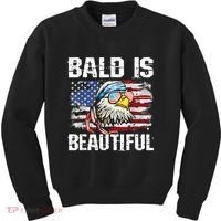Bald Is Beautiful 4th Of July Independence Day Bald Eagle Kids Sweatshirt thumb 0
