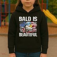 Bald Is Beautiful 4th Of July Independence Day Bald Eagle Kids Hoodie thumb 3