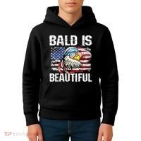 Bald Is Beautiful 4th Of July Independence Day Bald Eagle Kids Hoodie thumb 4