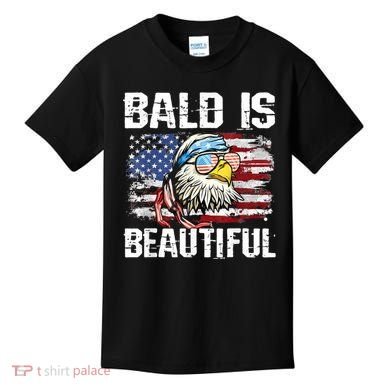 Bald Is Beautiful 4th Of July Independence Day Bald Eagle Kids T-Shirt