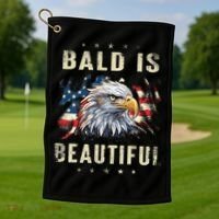 Bald Is Beautiful 4th Of July Independence Day America Eagle Golf Towel thumb 1