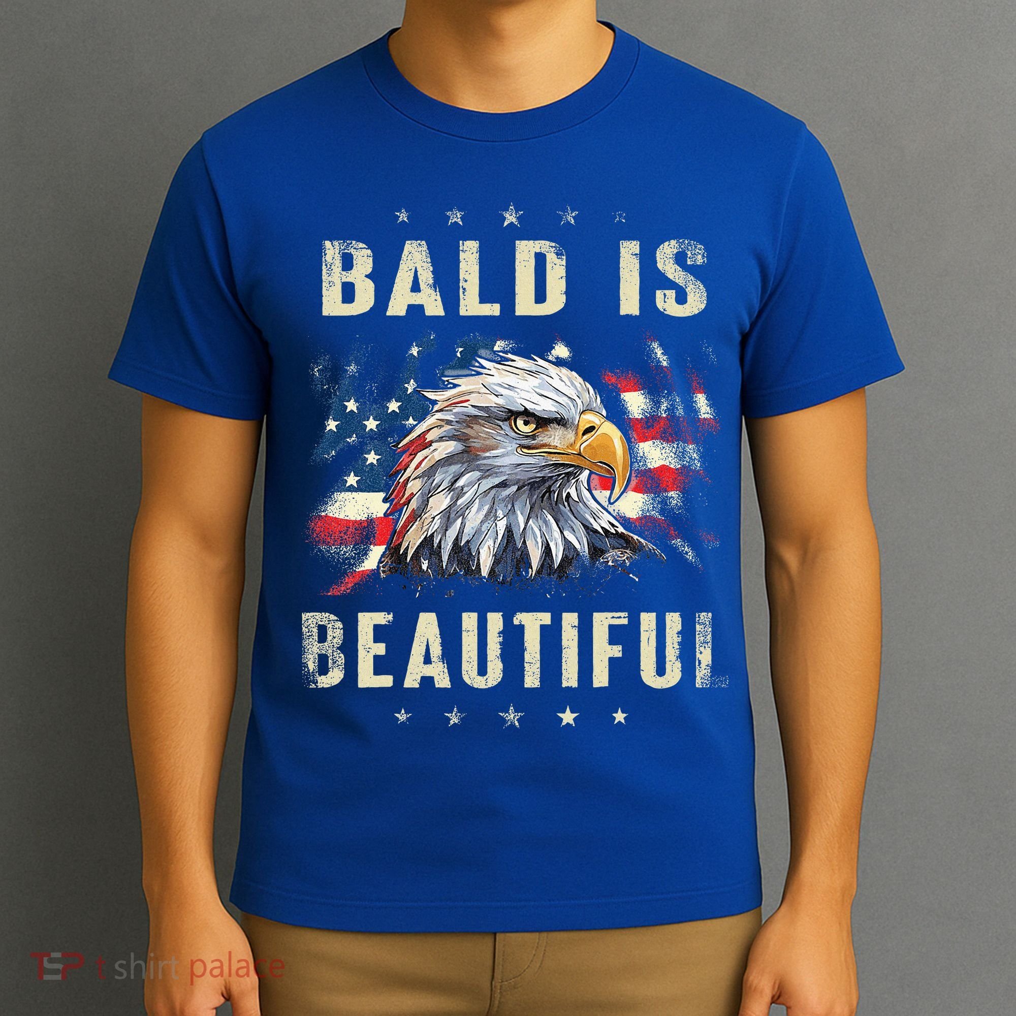 Bald Is Beautiful 4th Of July Independence Day America Eagle T-Shirt