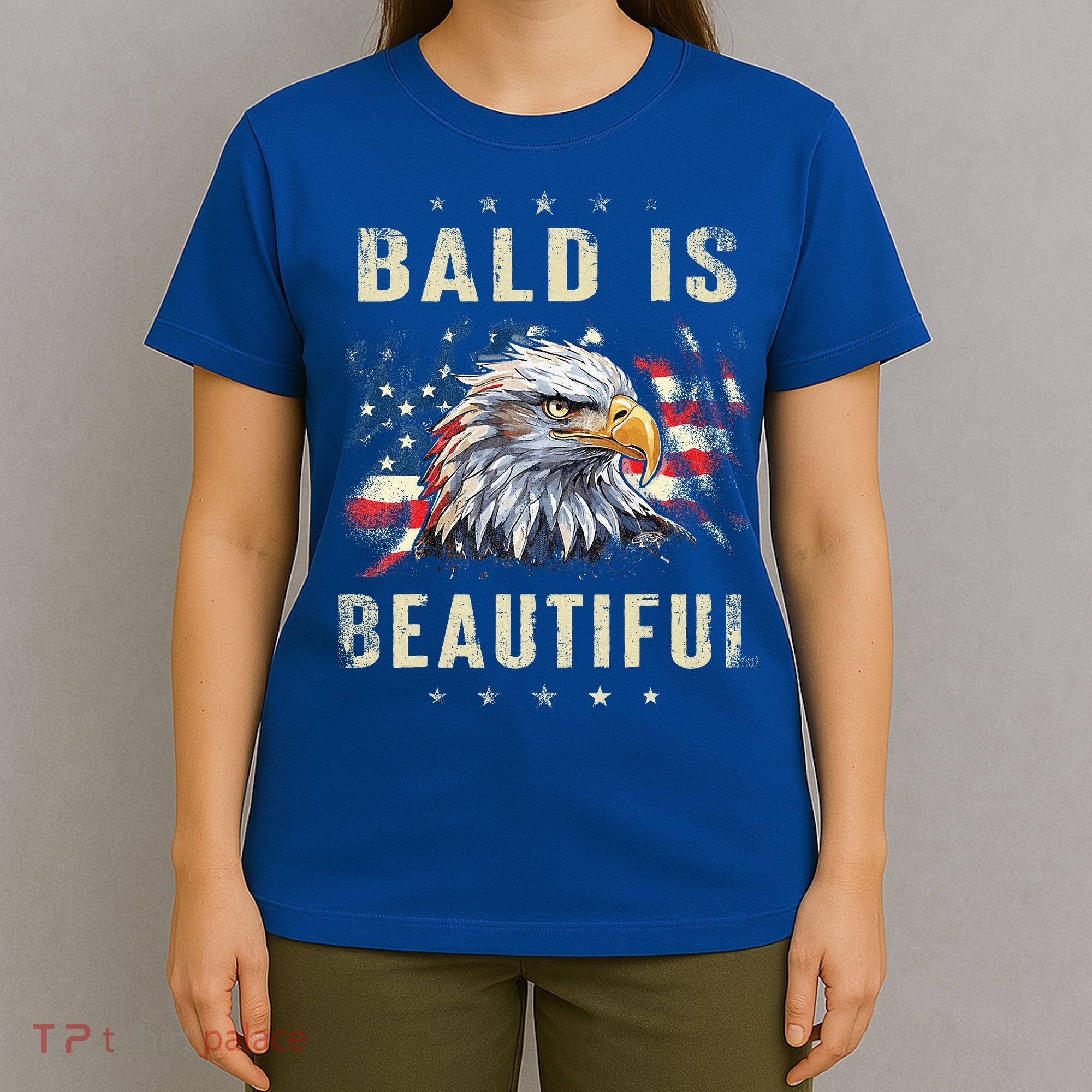 Bald Is Beautiful 4th Of July Independence Day America Eagle T-Shirt