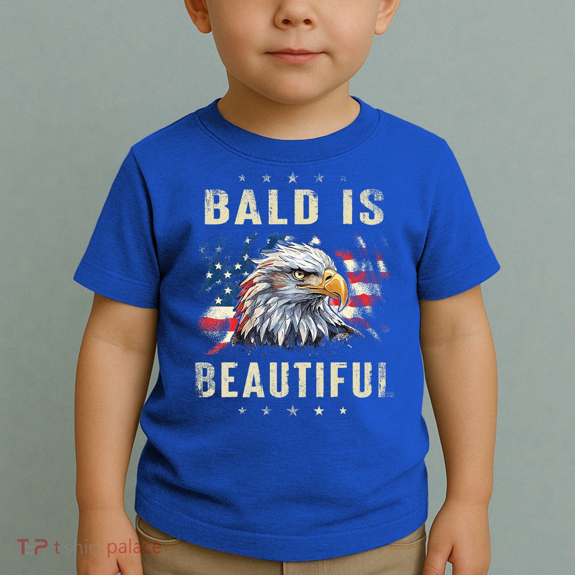 Bald Is Beautiful 4th Of July Independence Day America Eagle Toddler T-Shirt