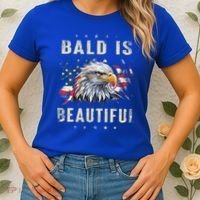 Bald Is Beautiful 4th Of July Independence Day America Eagle Women's T-Shirt thumb 2