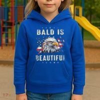 Bald Is Beautiful 4th Of July Independence Day America Eagle Kids Hoodie thumb 3