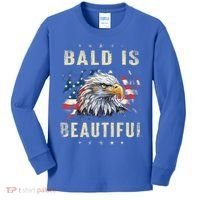 Bald Is Beautiful 4th Of July Independence Day America Eagle Kids Long Sleeve Shirt thumb 0