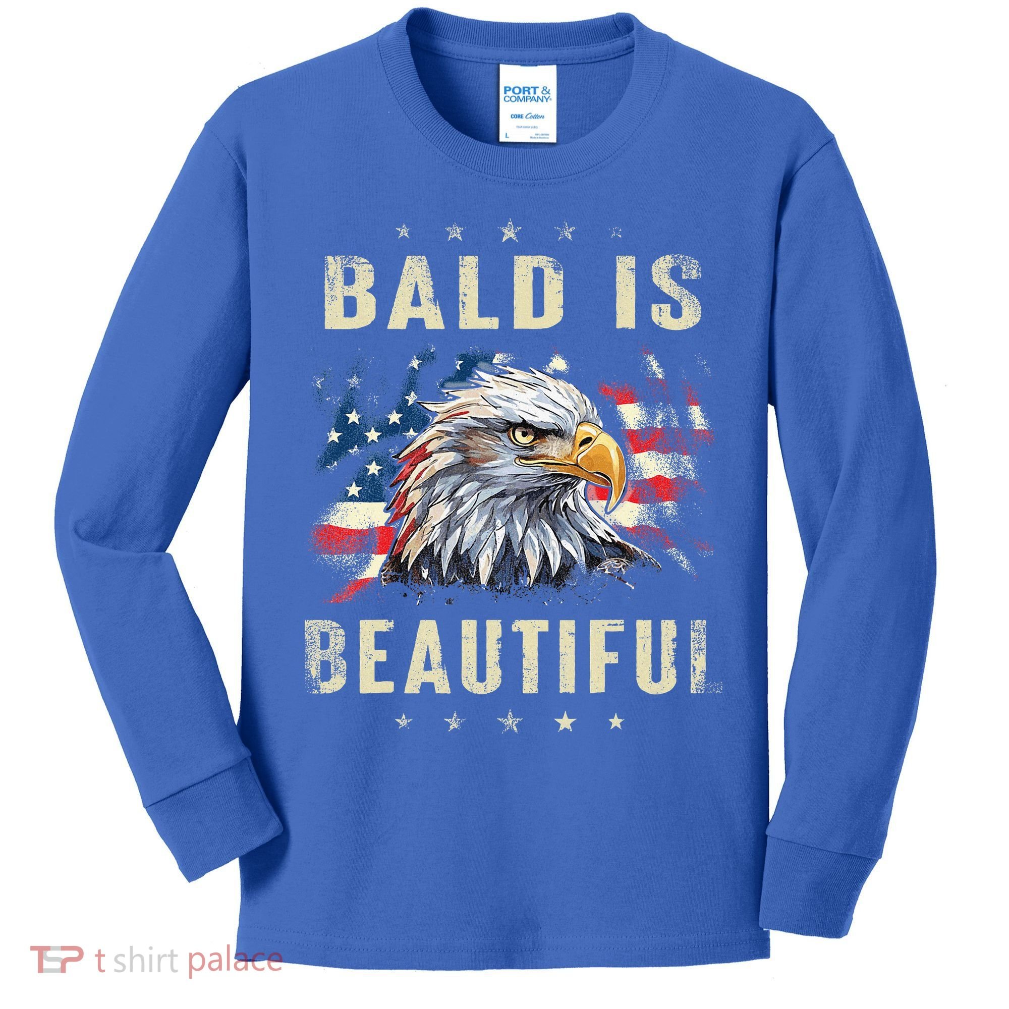 Bald Is Beautiful 4th Of July Independence Day America Eagle Kids Long Sleeve Shirt