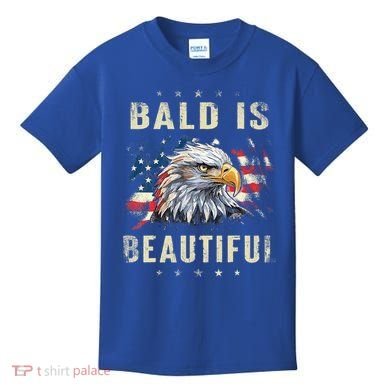 Bald Is Beautiful 4th Of July Independence Day America Eagle Kids T-Shirt