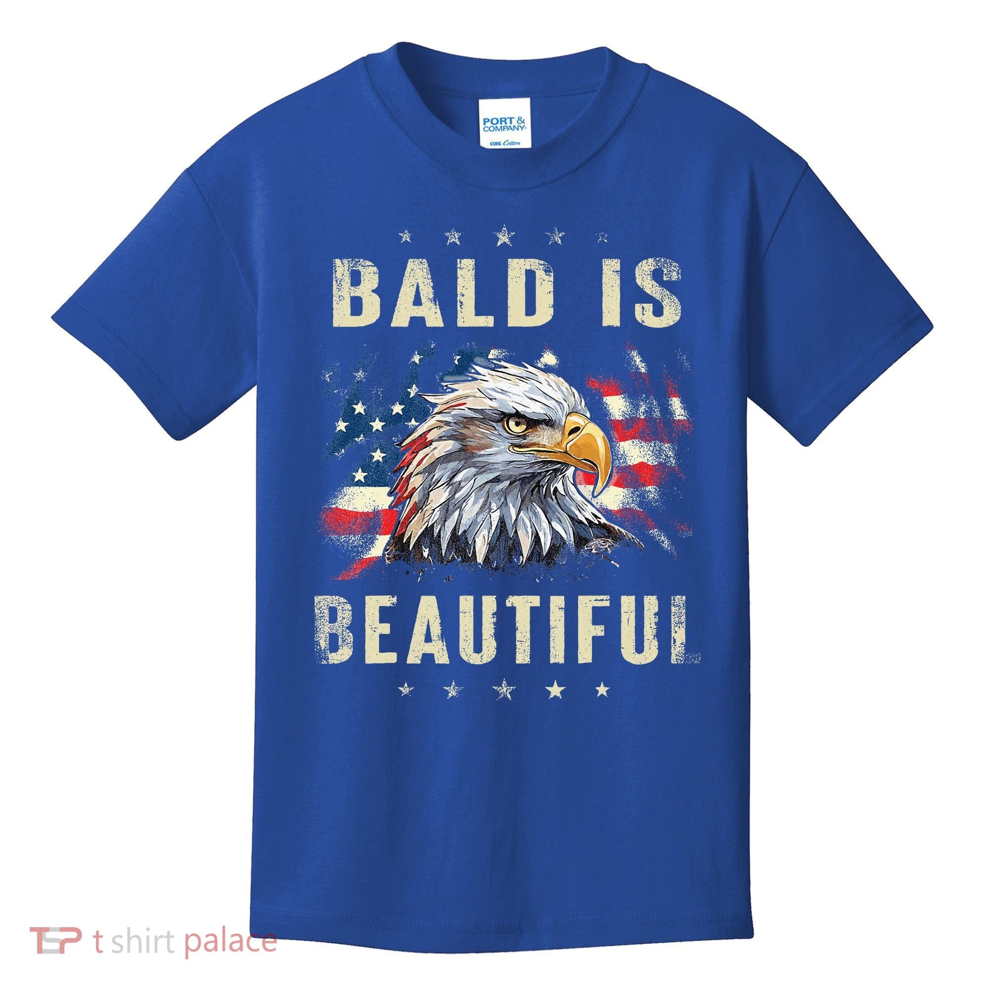 Bald Is Beautiful 4th Of July Independence Day America Eagle Kids T-Shirt