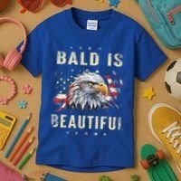 Bald Is Beautiful 4th Of July Independence Day America Eagle Kids T-Shirt thumb 3