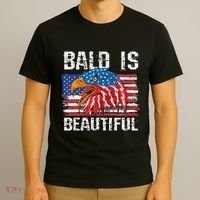 Bald Is Beautiful 4th Of July Independence Day Bald T-Shirt thumb 3