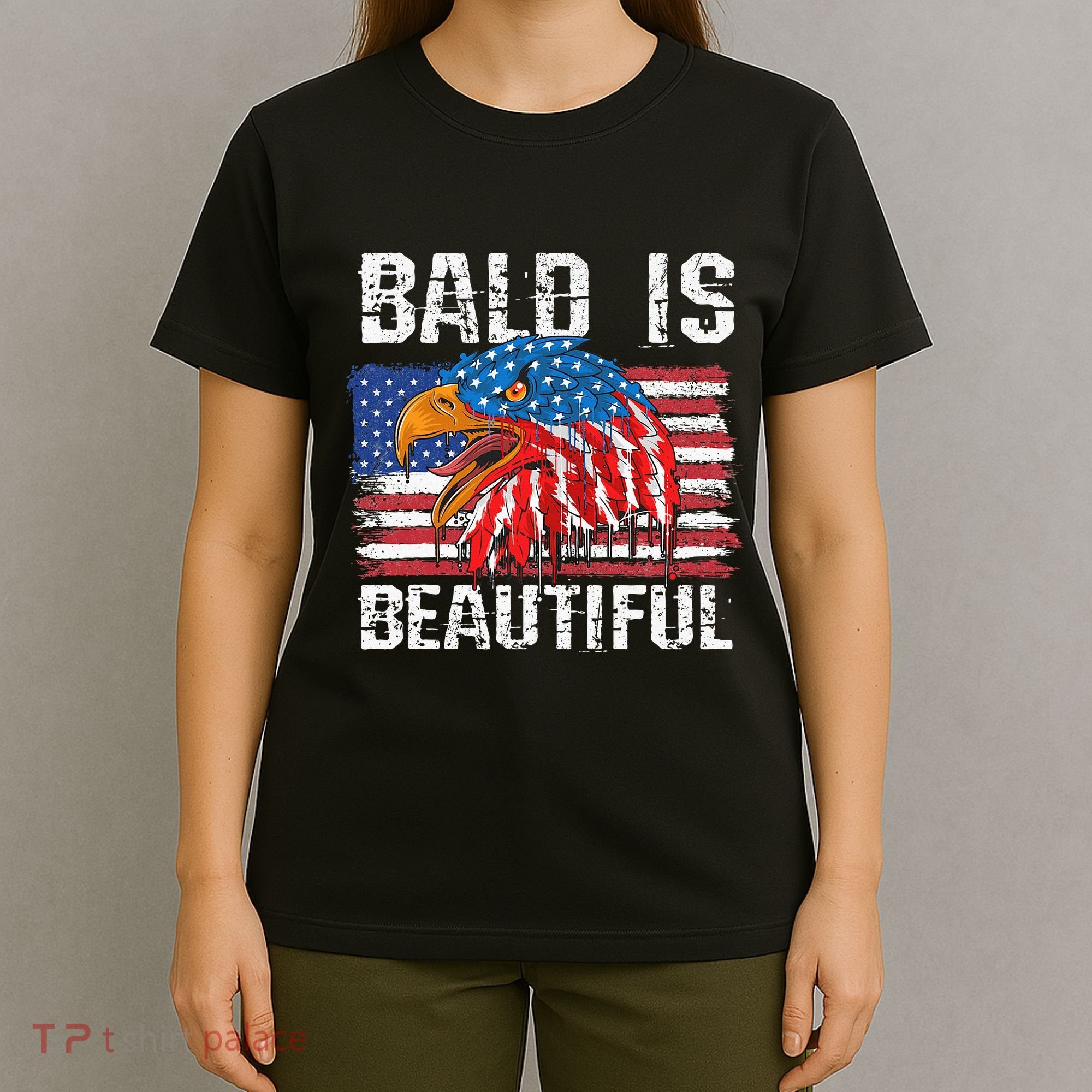 Bald Is Beautiful 4th Of July Independence Day Bald T-Shirt