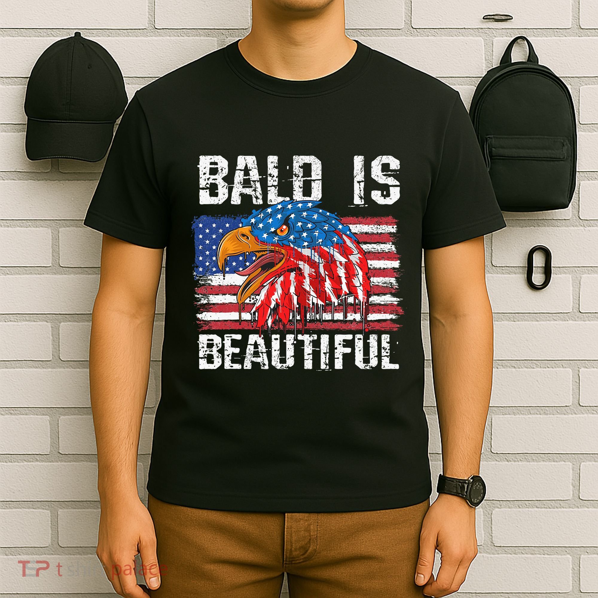 Bald Is Beautiful 4th Of July Independence Day Bald T-Shirt