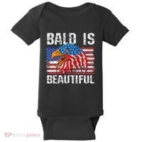 Bald Is Beautiful 4th Of July Independence Day Bald Baby Bodysuit thumb 0