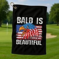 Bald Is Beautiful 4th Of July Independence Day Bald Golf Towel thumb 1