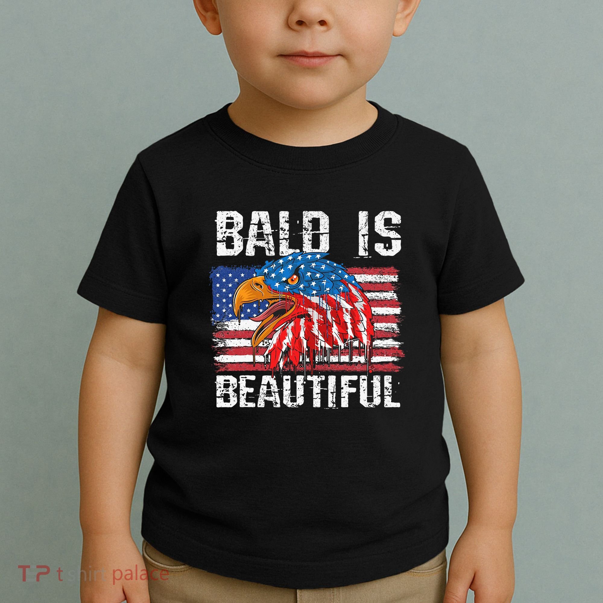 Bald Is Beautiful 4th Of July Independence Day Bald Toddler T-Shirt