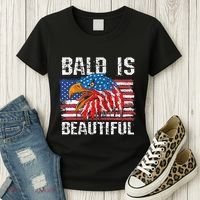 Bald Is Beautiful 4th Of July Independence Day Bald Women's T-Shirt thumb 3