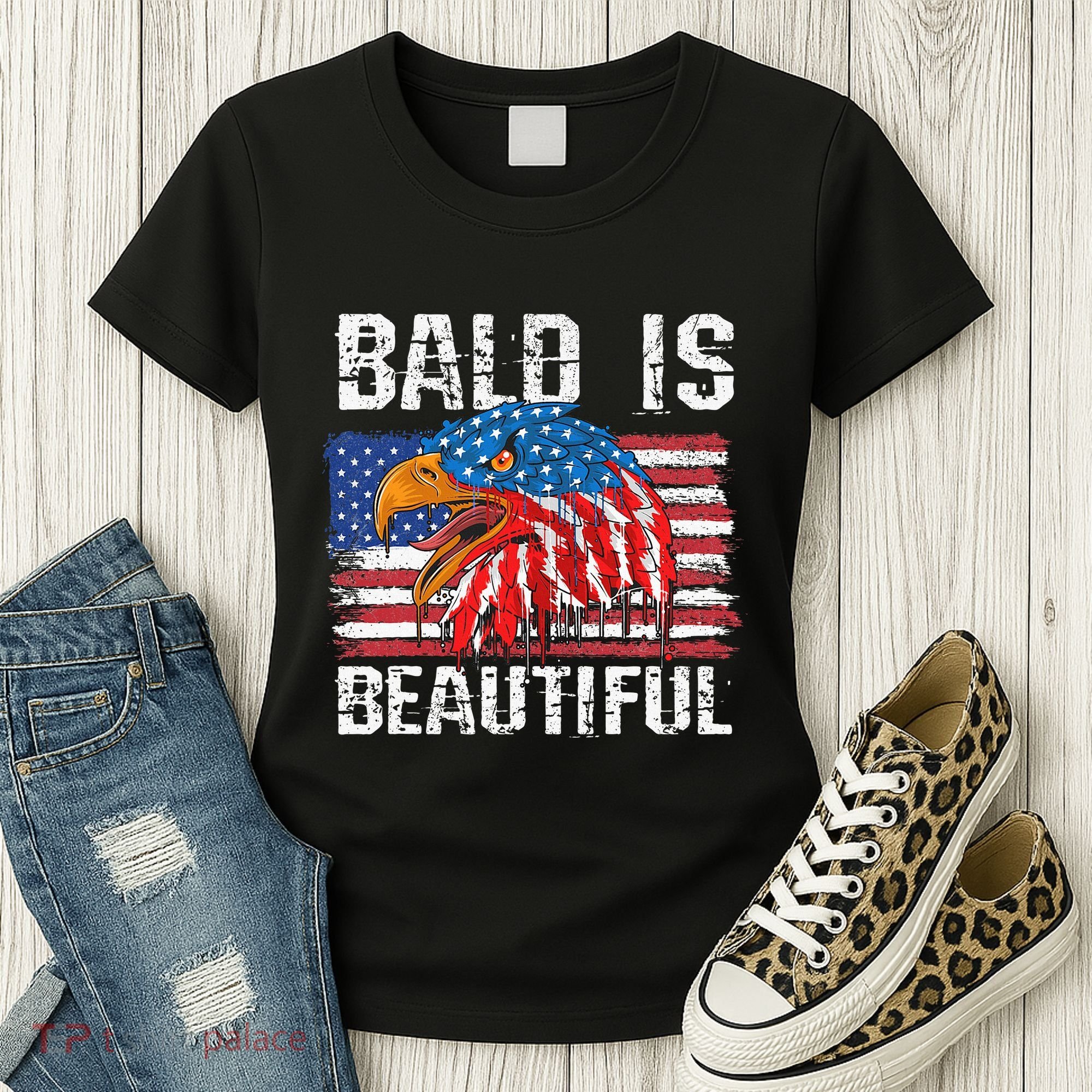 Bald Is Beautiful 4th Of July Independence Day Bald Women's T-Shirt