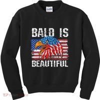 Bald Is Beautiful 4th Of July Independence Day Bald Kids Sweatshirt thumb 0