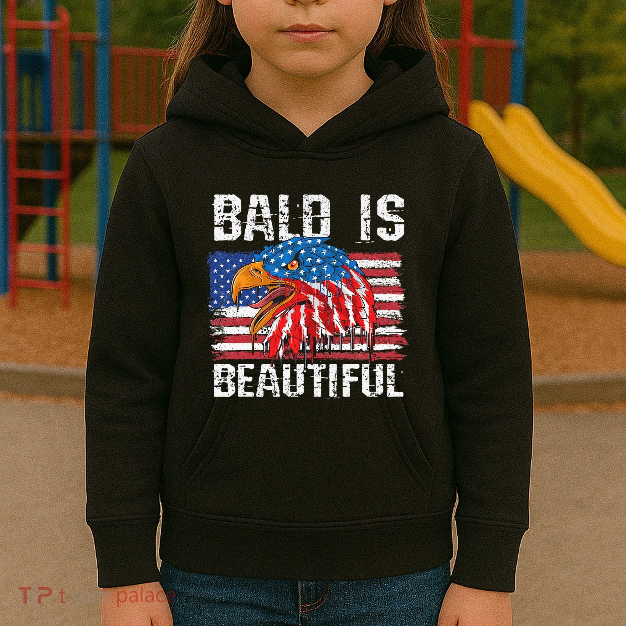 Bald Is Beautiful 4th Of July Independence Day Bald Kids Hoodie
