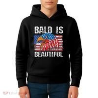 Bald Is Beautiful 4th Of July Independence Day Bald Kids Hoodie thumb 4