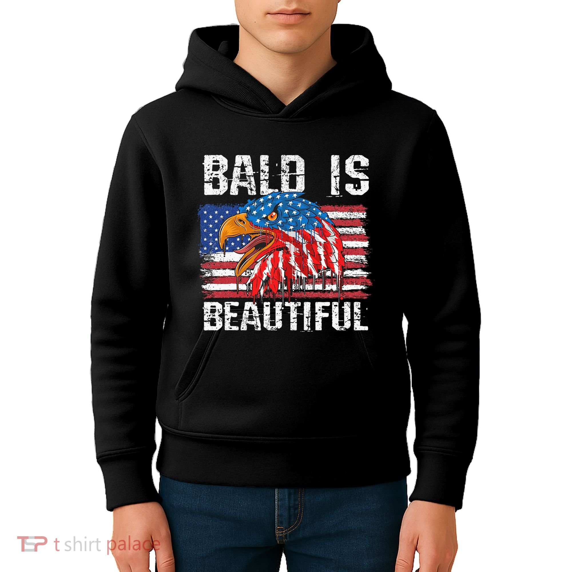 Bald Is Beautiful 4th Of July Independence Day Bald Kids Hoodie