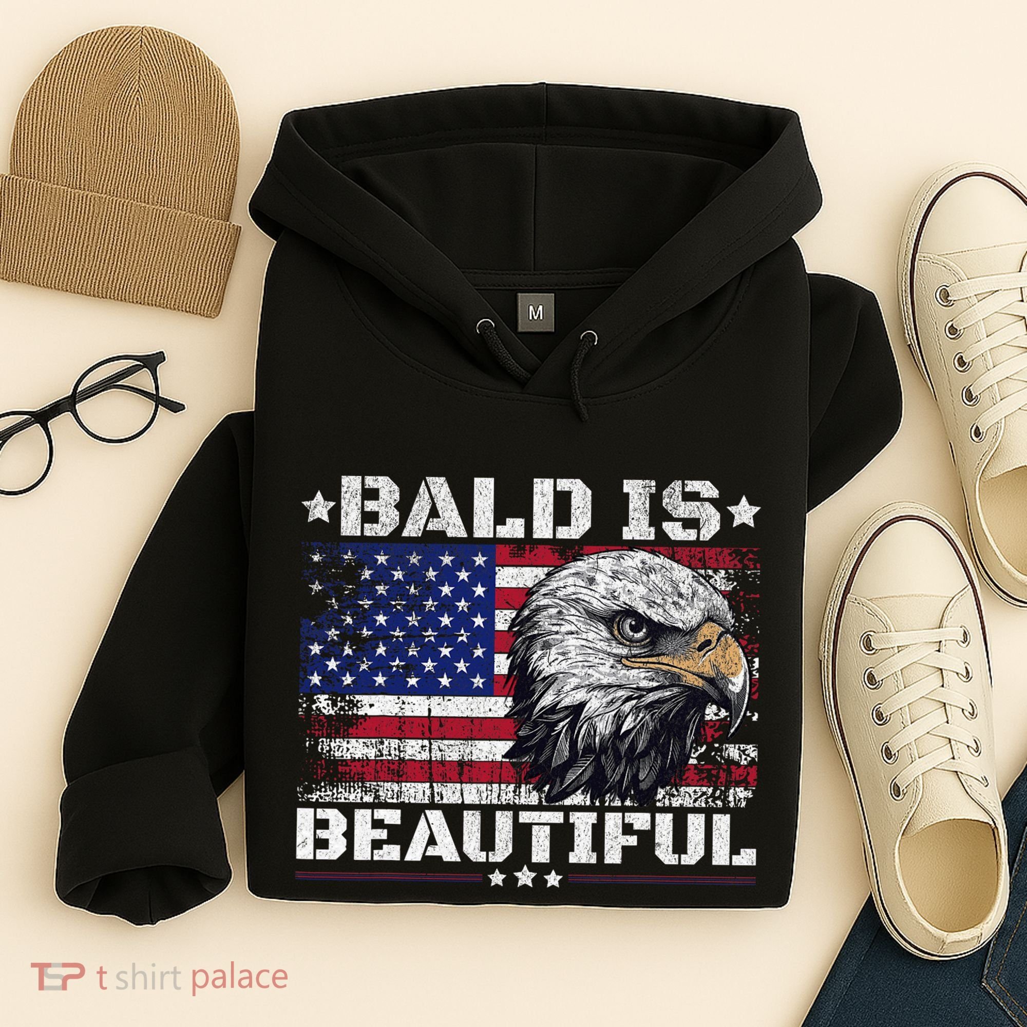 Bald Is Beautiful 4th Of July Independence Day America Eagle Hoodie