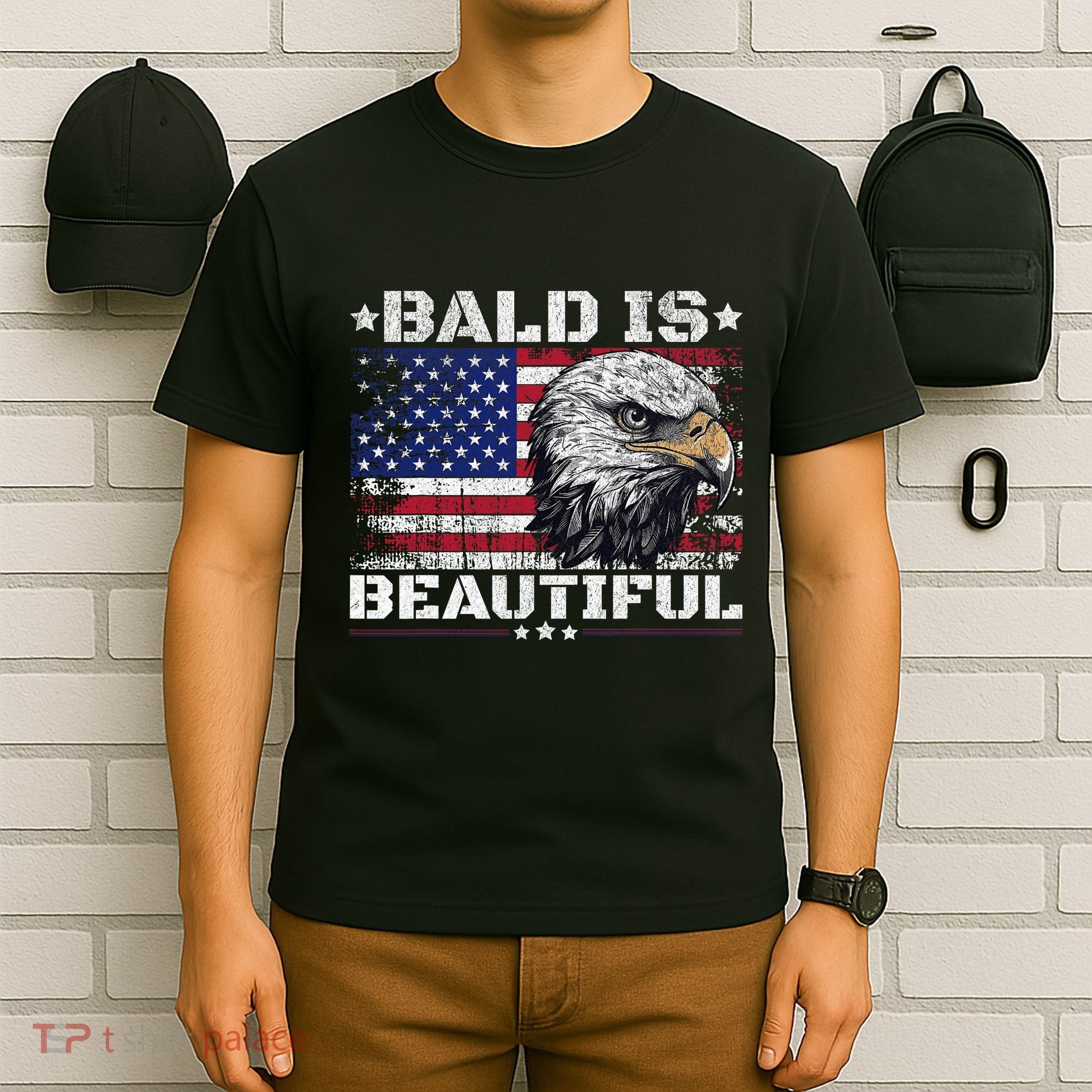 Bald Is Beautiful 4th Of July Independence Day America Eagle T-Shirt